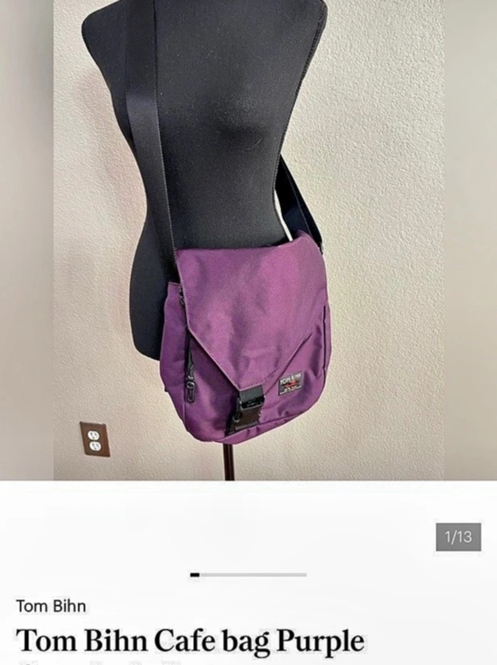 Tom Bihn medium Cafe Bag Purple and gray Crossbody Bag vintage made in USA